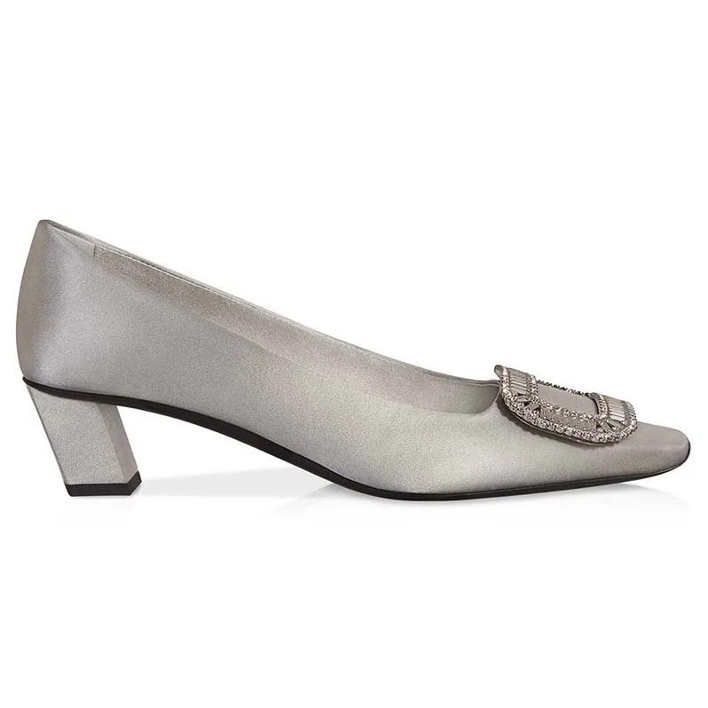 Roger Vivier Belle Vivier Pumps Silk Satin 4.5cm Heel for Women in Silver