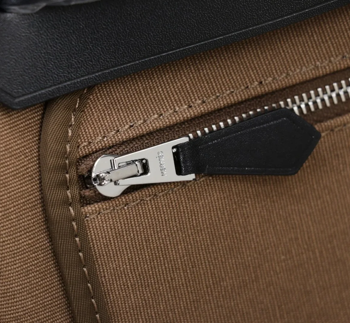 Hermes Buckle Lock Shape Striped Brwon, Silver Toned Hardware Bag Hermes Buckle Lock Shape Striped Brwon, Silver Toned Hardware Bag