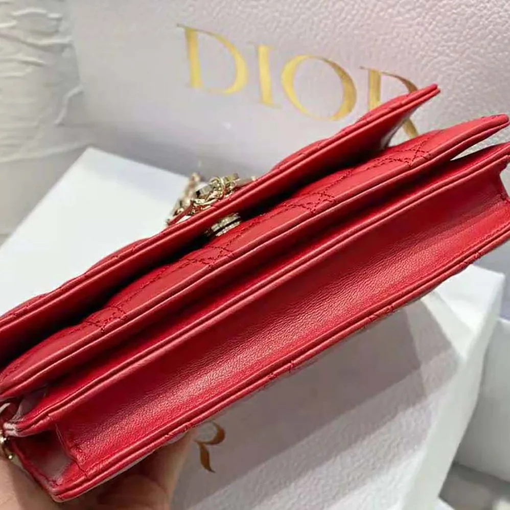 Dior Lady Dior Top Handle Clutch Scarlet Red Cannage Lambskin for Women Dior Lady Dior Top Handle Clutch Scarlet Red Cannage Lambskin for Women