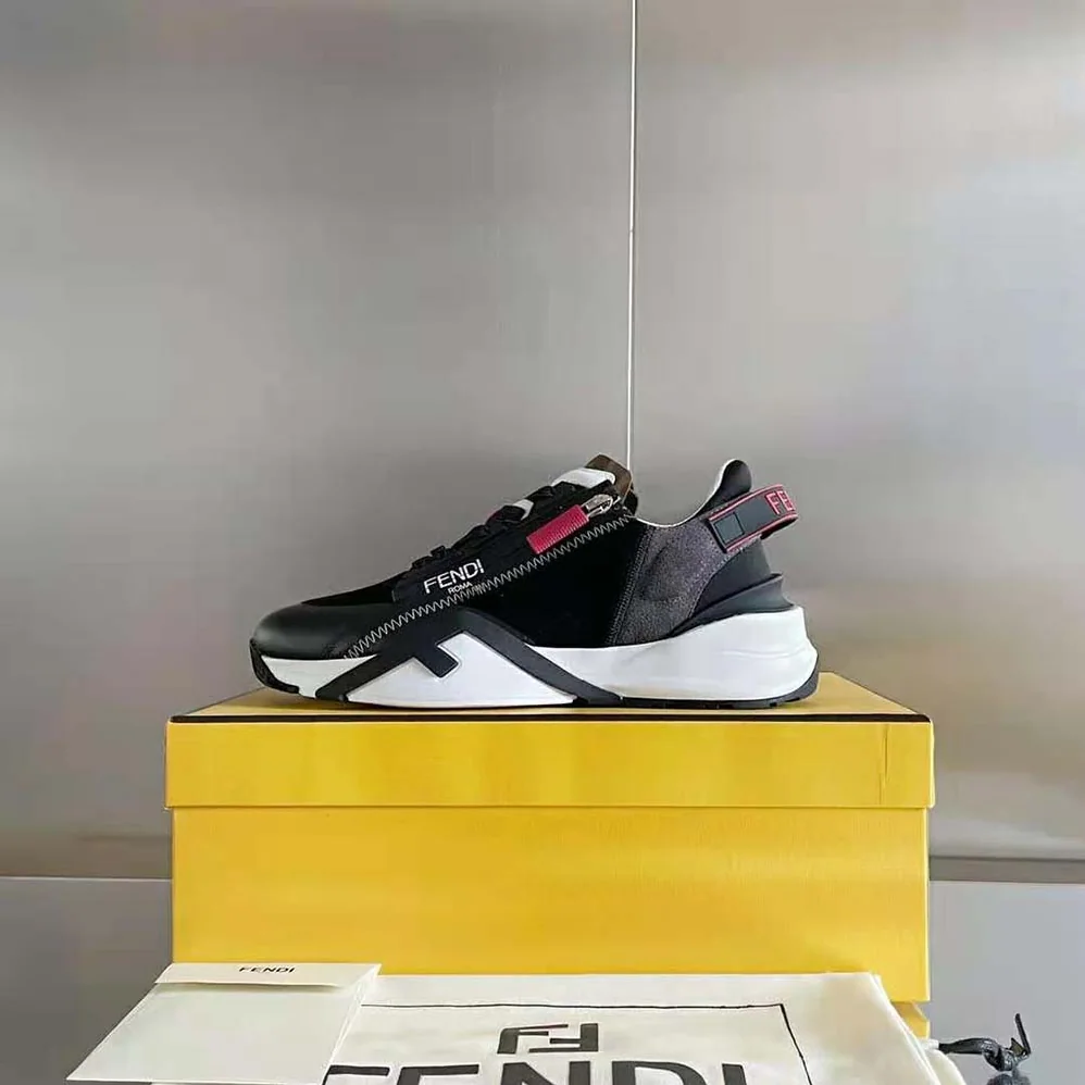 Fendi Flow Multicolor Suede Low-Tops for Men in Red Fendi Flow Multicolor Suede Low-Tops for Men in Red