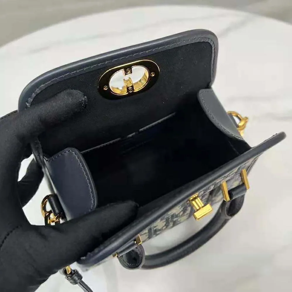 Dior Small Boston Bag Blue Dior Oblique Embroidery and Smooth Calfskin for Women Dior Small Boston Bag Blue Dior Oblique Embroidery and Smooth Calfskin for Women