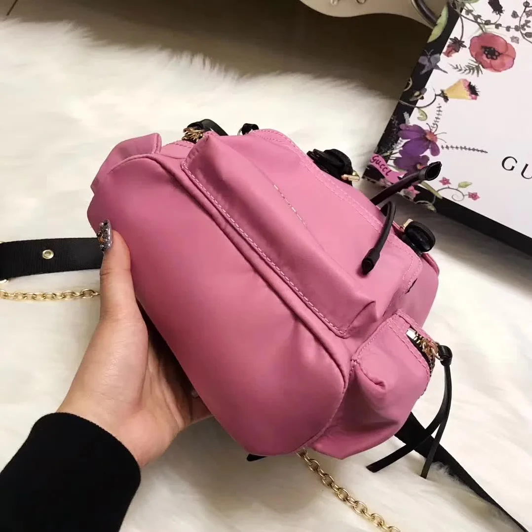 Burberry Medium Rucksack in Technical Nylon and Leather in Pink Burberry Medium Rucksack in Technical Nylon and Leather in Pink