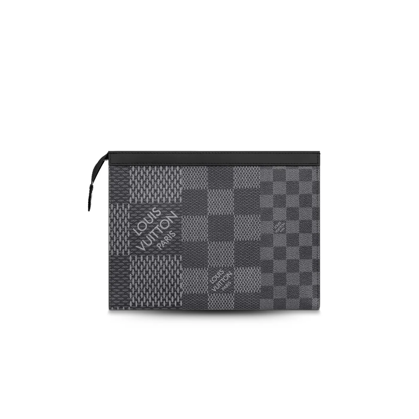 Louis Vuitton Pochette Voyage MM Pouch / Grey Damier Graphite 3D Canvas Silver Hardware Louis Vuitton Pochette Voyage MM Pouch / Grey Damier Graphite 3D Canvas Silver Hardware