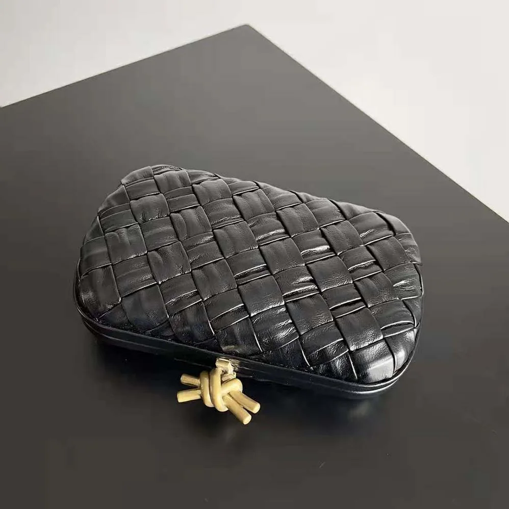 Bottega Veneta Knot Minaudiere Padded Intreccio Leather Minaudiere for Women in Black