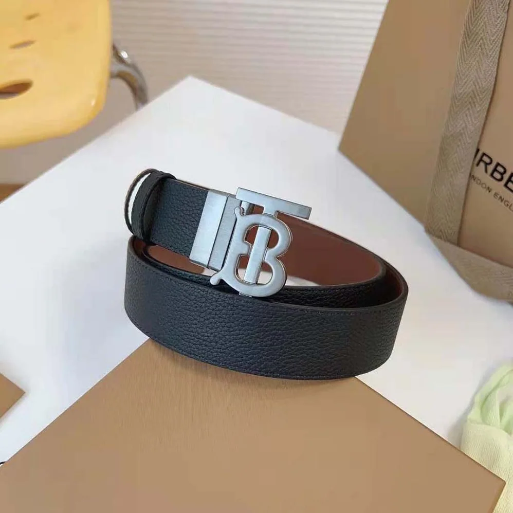 Burberry Reversible Leather TB Belt for Men in Black