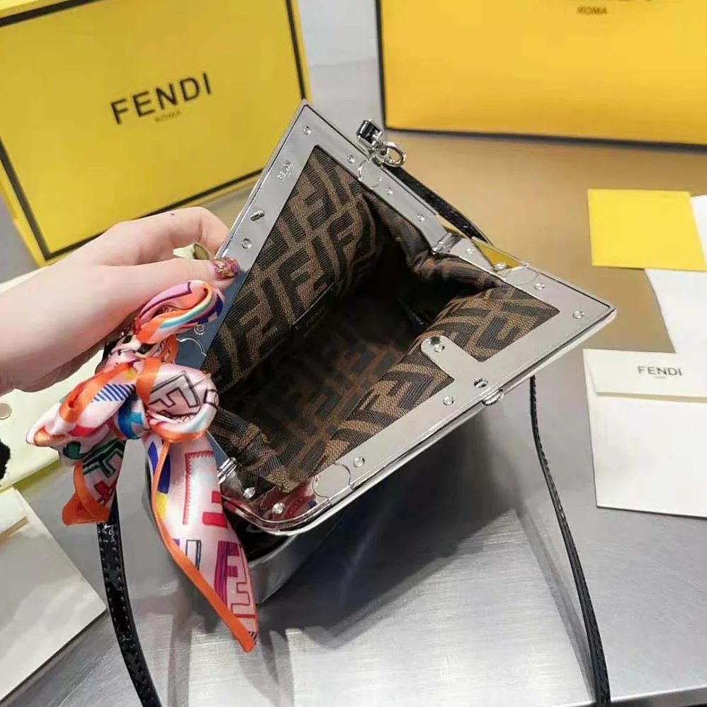 Fendi First Midi Black Patent Leather Bag for Women