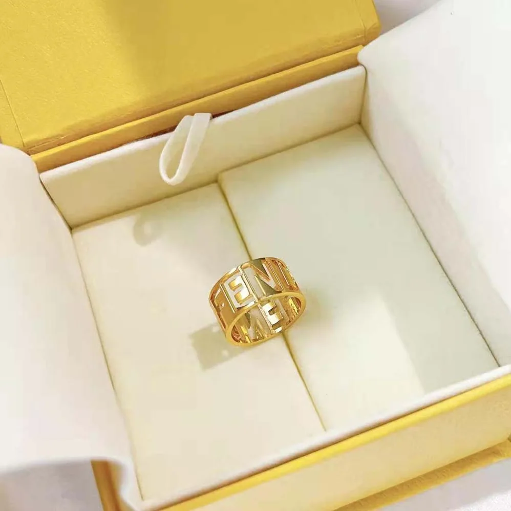 Fendi Wide Band Ring with Laser for Women in Cut Fendi Lettering