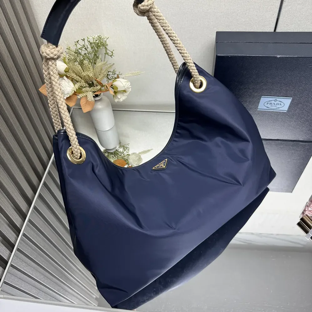 Prada Mariner Large Re-Nylon Shoulder Bag for Women in Navy