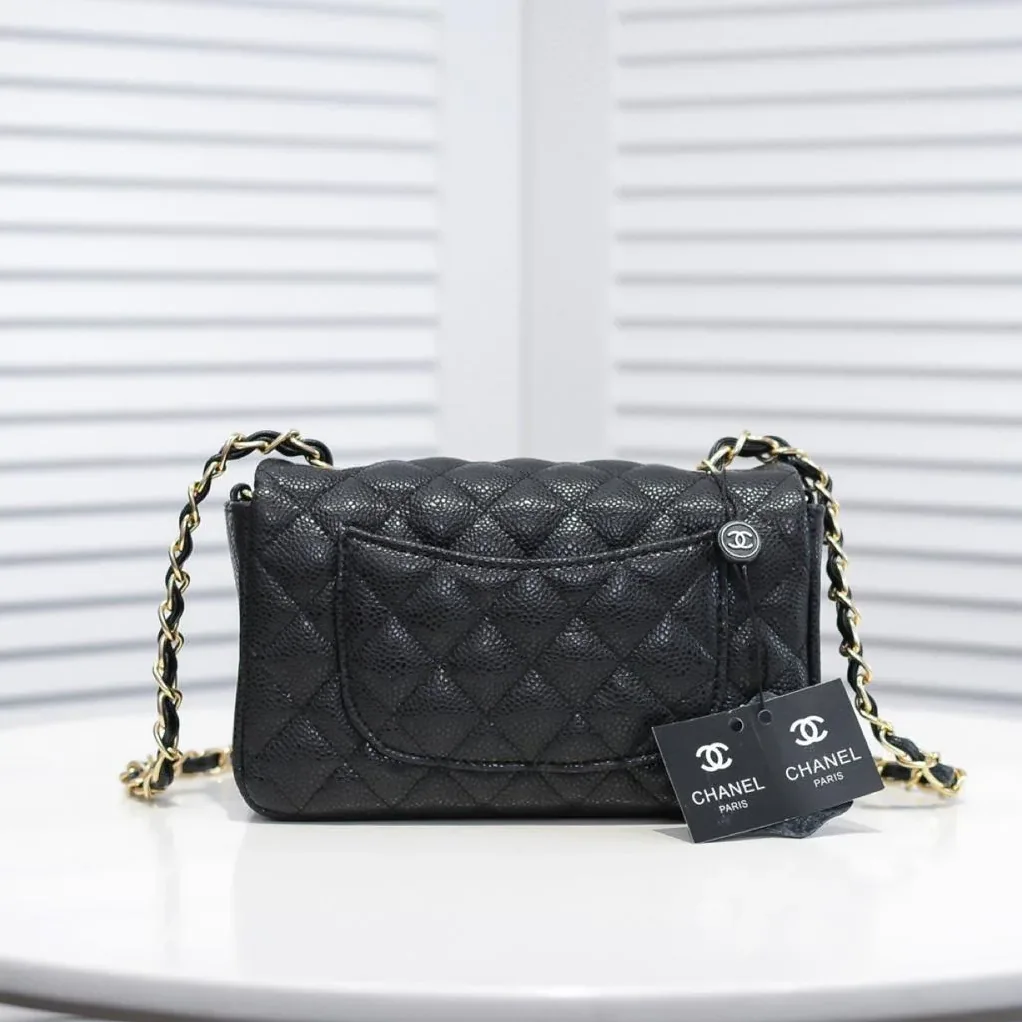 Chanel Classic Mini Crossbody Bag in Black Gold Hardware