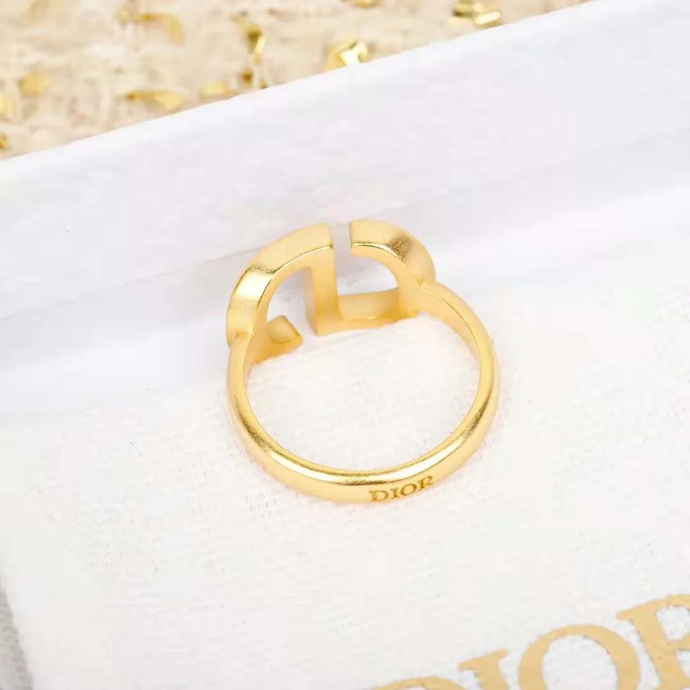 Dior Petit CD Ring Gold-Finish Metal and Black Lacquer for Women Dior Petit CD Ring Gold-Finish Metal and Black Lacquer for Women
