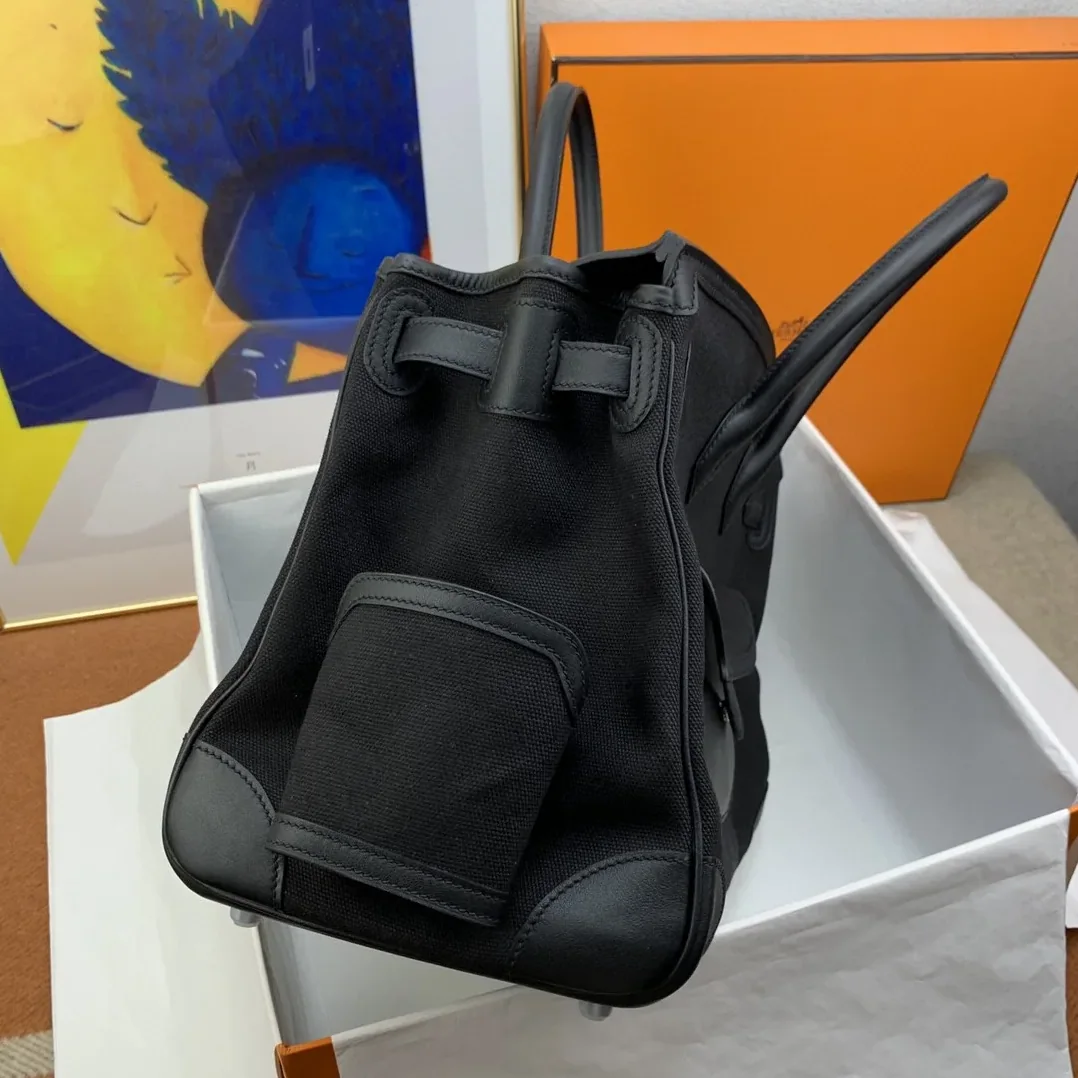 Hermes Birkin Cargo 35 Top Handle Bag in Black Silver Hardware Hermes Birkin Cargo 35 Top Handle Bag in Black Silver Hardware