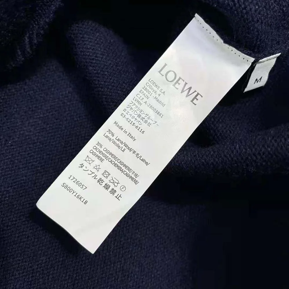 Loewe Cropped Argyle Sweater in Wool for Women in Navy Loewe Cropped Argyle Sweater in Wool for Women in Navy