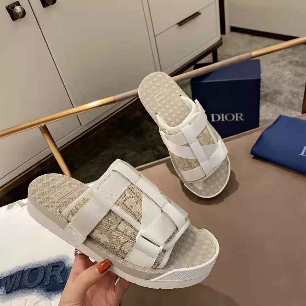 Dior Alpha Sandal Off for Women in White Dior Oblique Jacquard Dior Alpha Sandal Off for Women in White Dior Oblique Jacquard