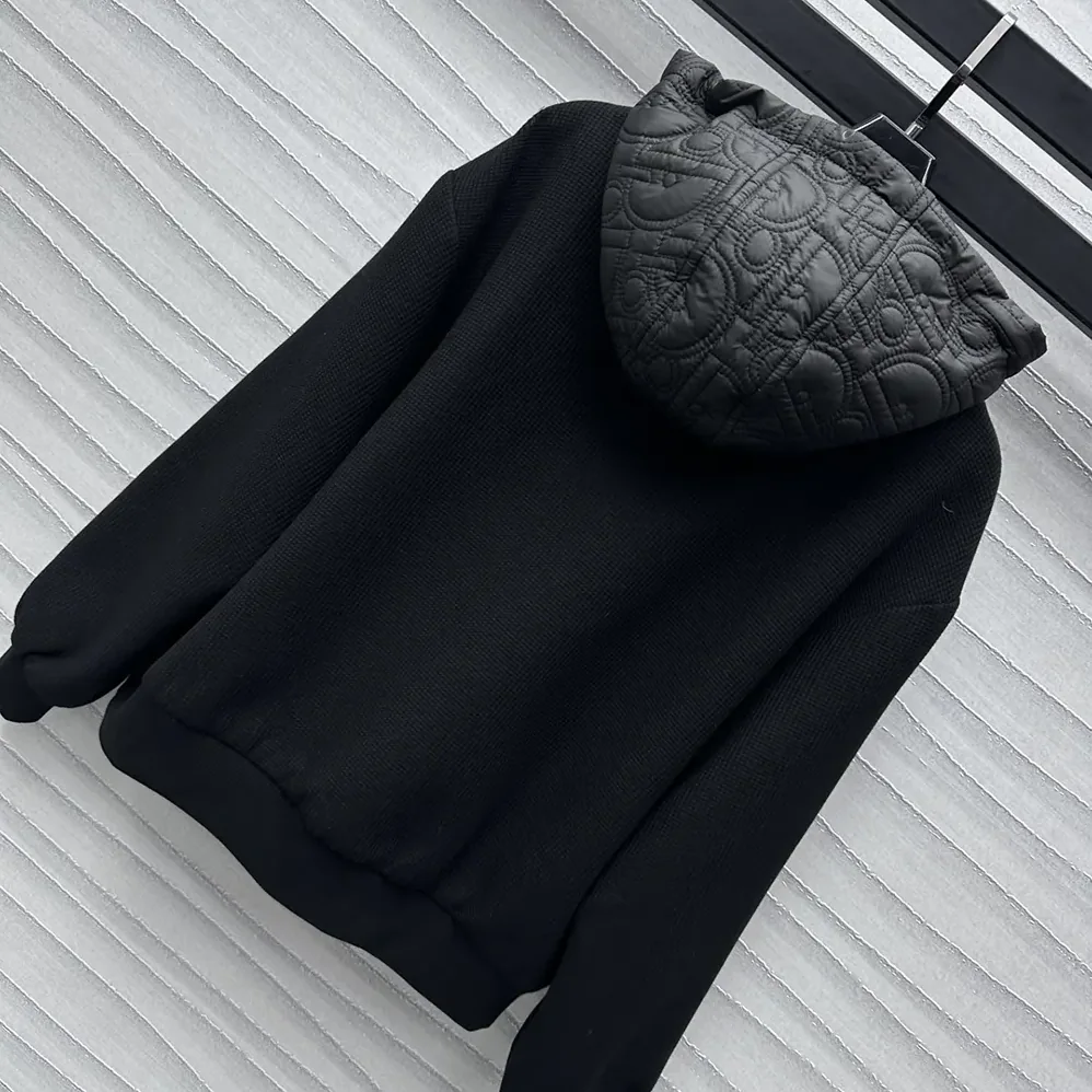 Dior Oblique Hooded Blouson Jacket Black Cotton for Men in Blend Knit Dior Oblique Hooded Blouson Jacket Black Cotton for Men in Blend Knit