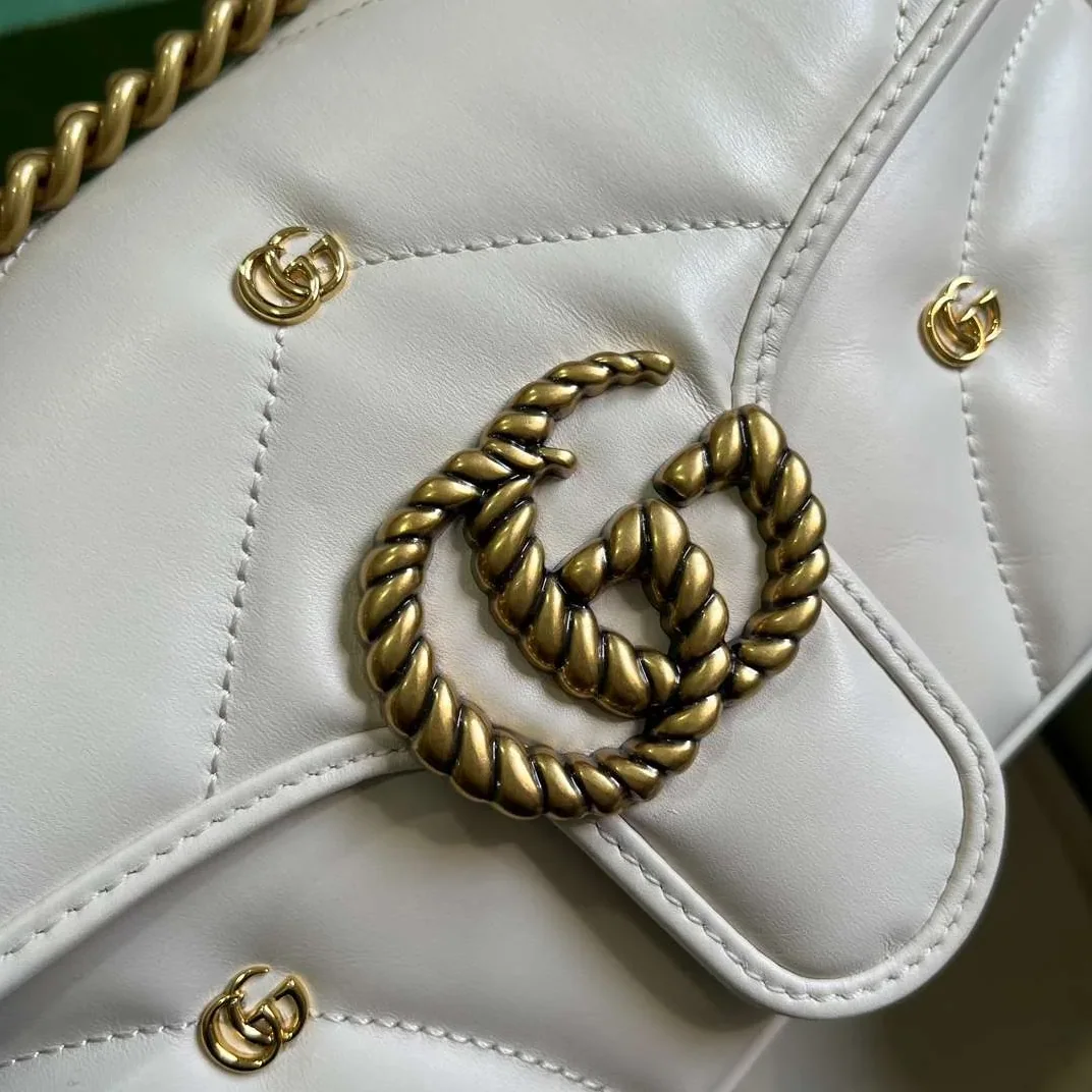 Gucci Marmont Matelasse Mini Shoulder Bag in White Gold Hardware Gucci Marmont Matelasse Mini Shoulder Bag in White Gold Hardware