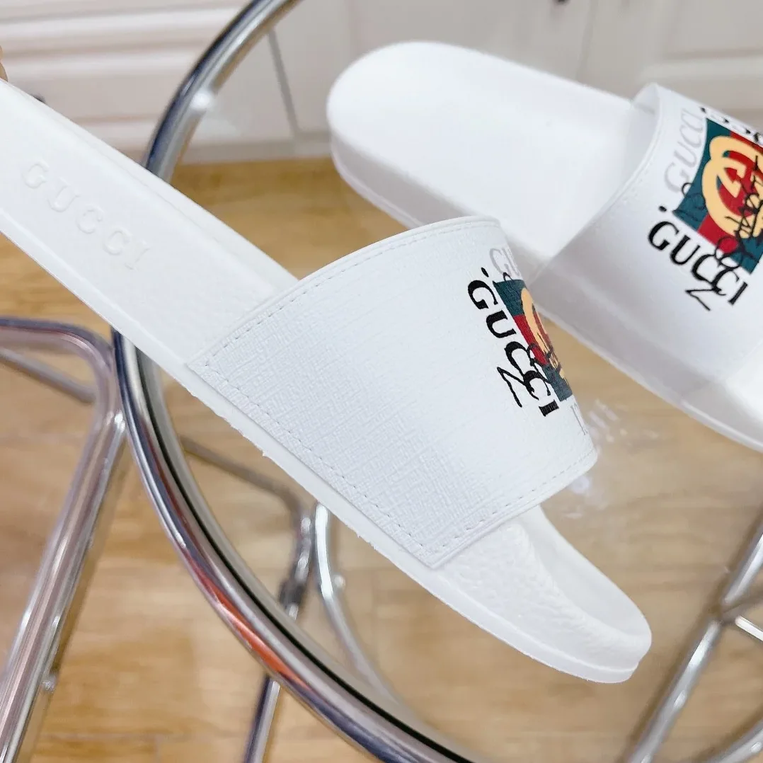 Gucci Slide Sandal With GG Web White for Men Gucci Slide Sandal With GG Web White for Men