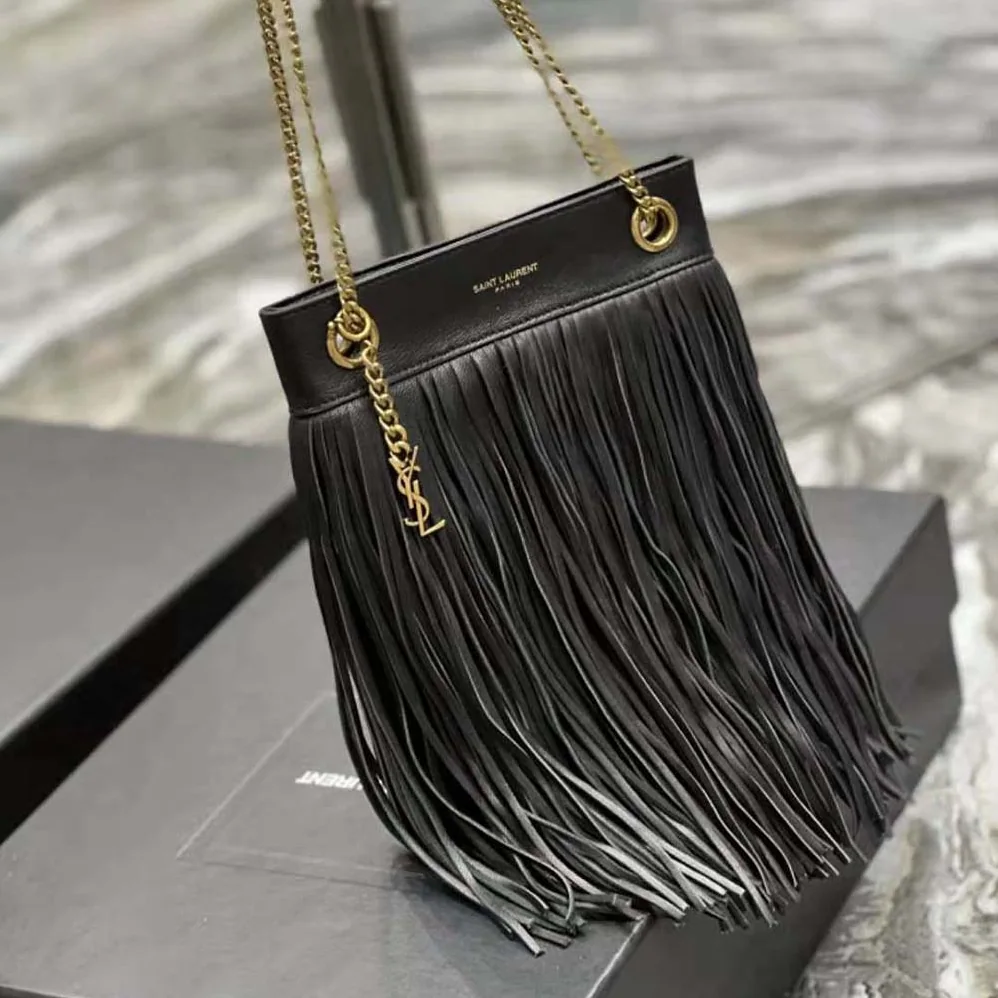 Saint Laurent YSL Grace Small Chain Bag in Suede for Women in Black Saint Laurent YSL Grace Small Chain Bag in Suede for Women in Black