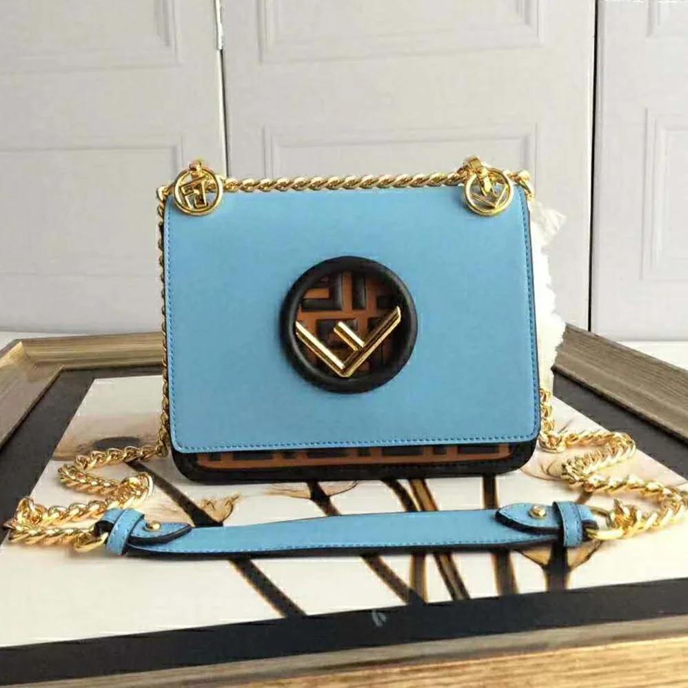 Fendi Kan I F Small Pale Blue Leather Mini Bag for Women