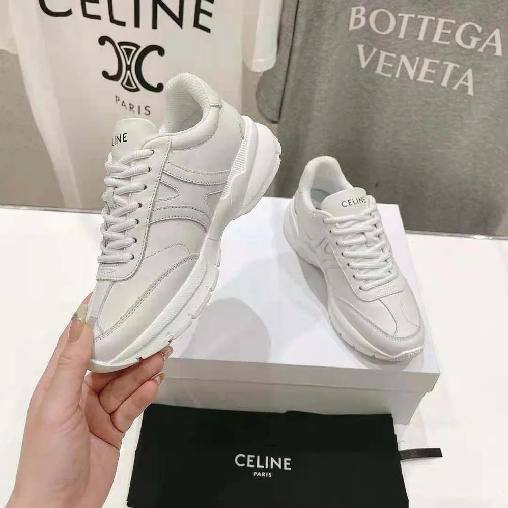 Celine Runner Cr-02 Low Lace-up Sneaker in Calfskin for Unisex in White Celine Runner Cr-02 Low Lace-up Sneaker in Calfskin for Unisex in White