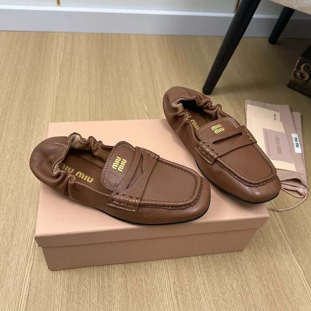 Miu Miu Nappa Leather Loafers for Women in Chocalate Miu Miu Nappa Leather Loafers for Women in Chocalate
