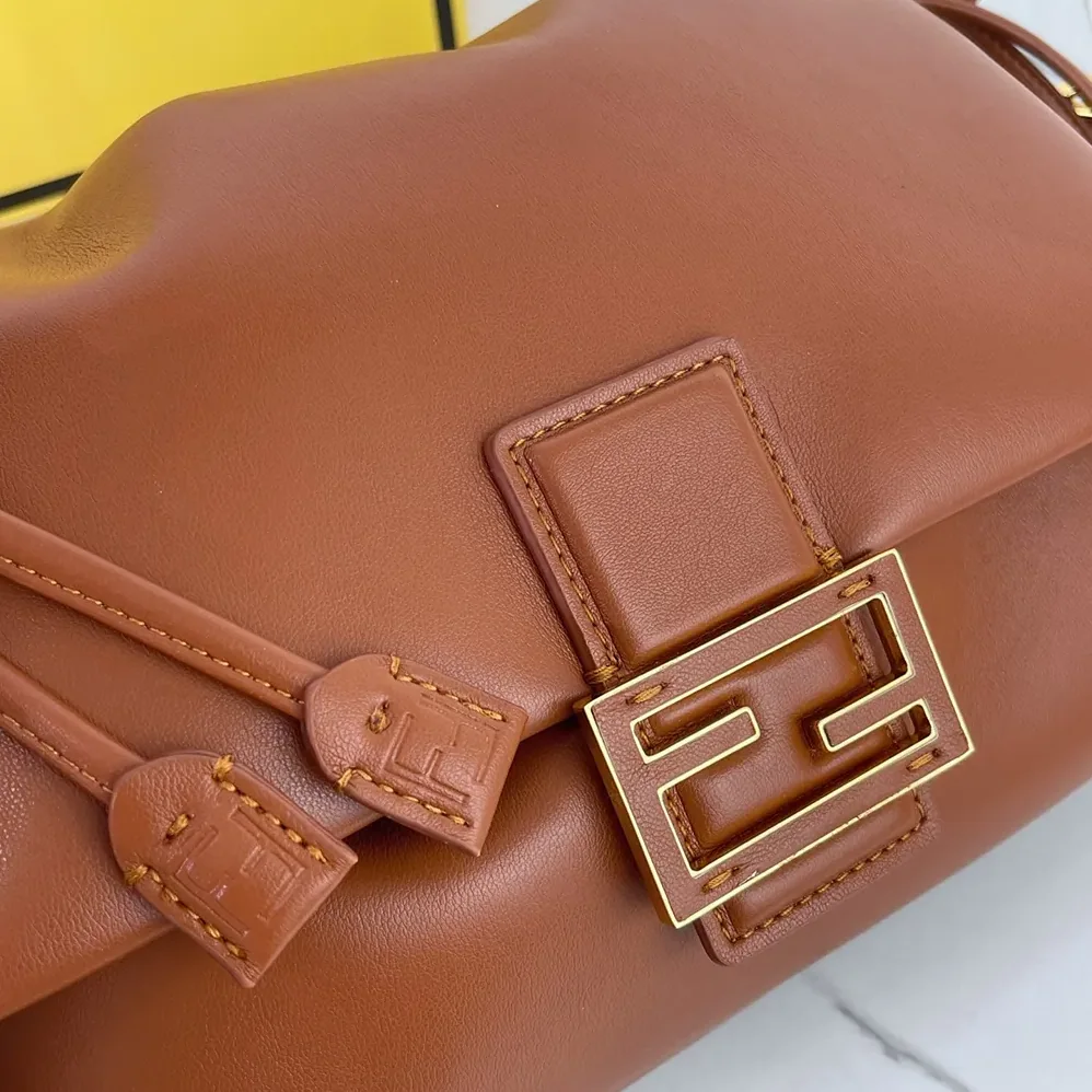Fendi Mamma Baguette Medium Sienna Brown Nappa Leather Bag for Women