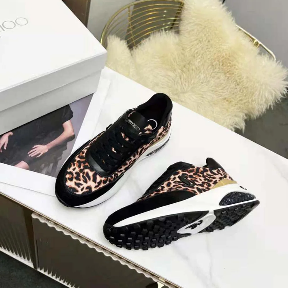 Jimmy Choo Memphis Lace UP/F Natural Mix Leopard Print Nylon for Women