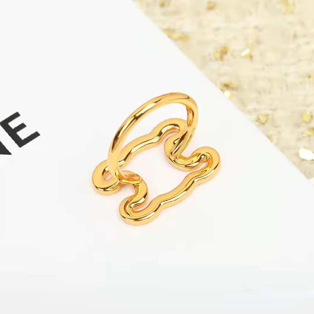Celine Triomphe Frame Large Ring in Brass with Gold Finish for Women Celine Triomphe Frame Large Ring in Brass with Gold Finish for Women