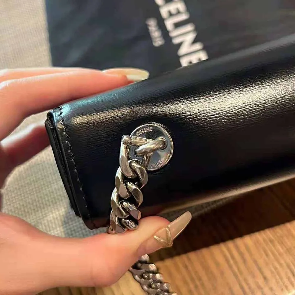 Celine Chain Shoulder Bag Triomphe in Shiny Calfskin for Women Celine Chain Shoulder Bag Triomphe in Shiny Calfskin for Women