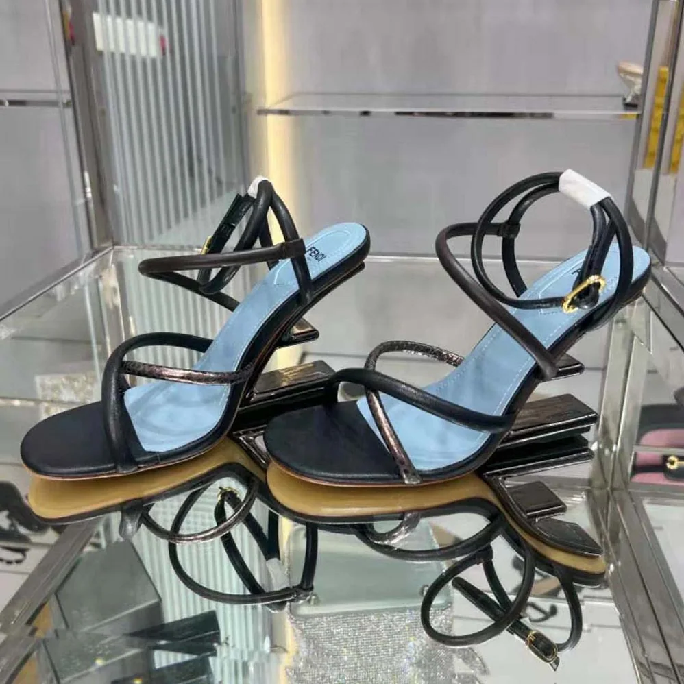 Fendi First Brown Nappa Leather High for Women in Heeled Sandals Fendi First Brown Nappa Leather High for Women in Heeled Sandals