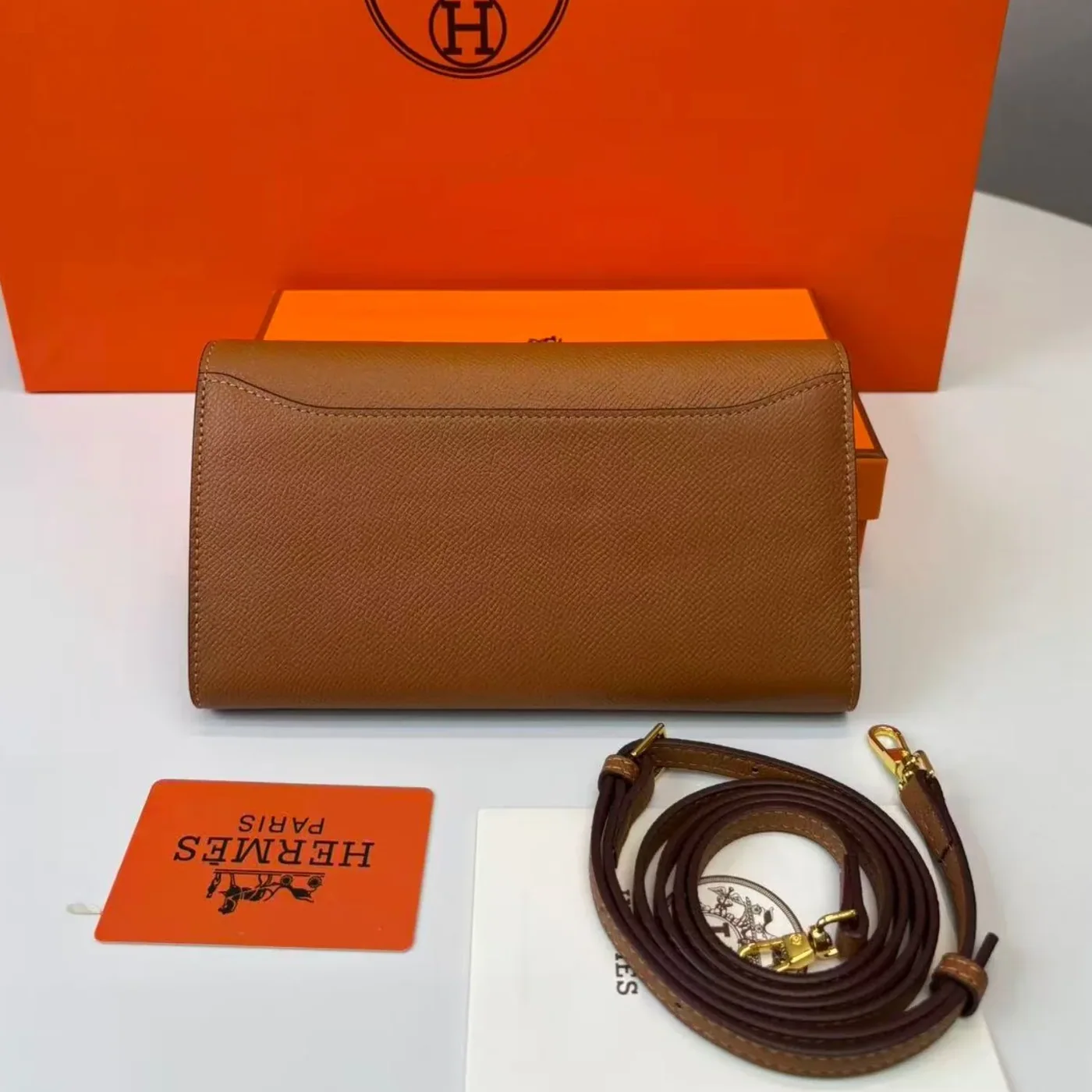 Hermes Constance Epsom Long To Go Wallet Brown /