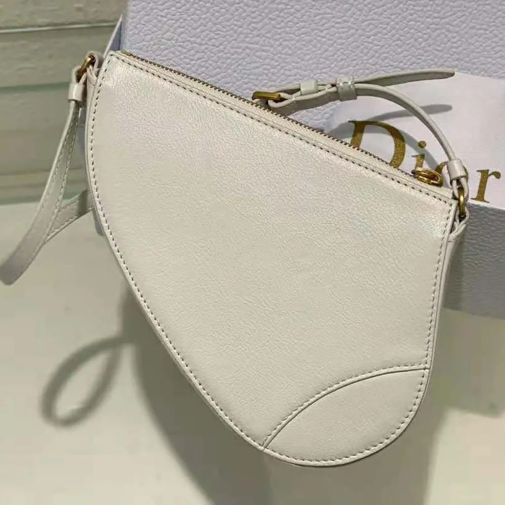 Dior Saddle Shoulder Pouch Latte Goatskin for Women