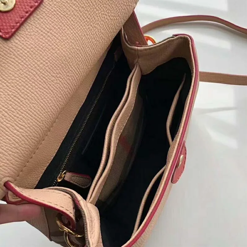 Burberry Small Two-Tone Leather House Check Tote for Women in Pink
