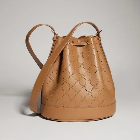 Gucci Venice Small Bucket Bag in Dark Beige Gold Hardware