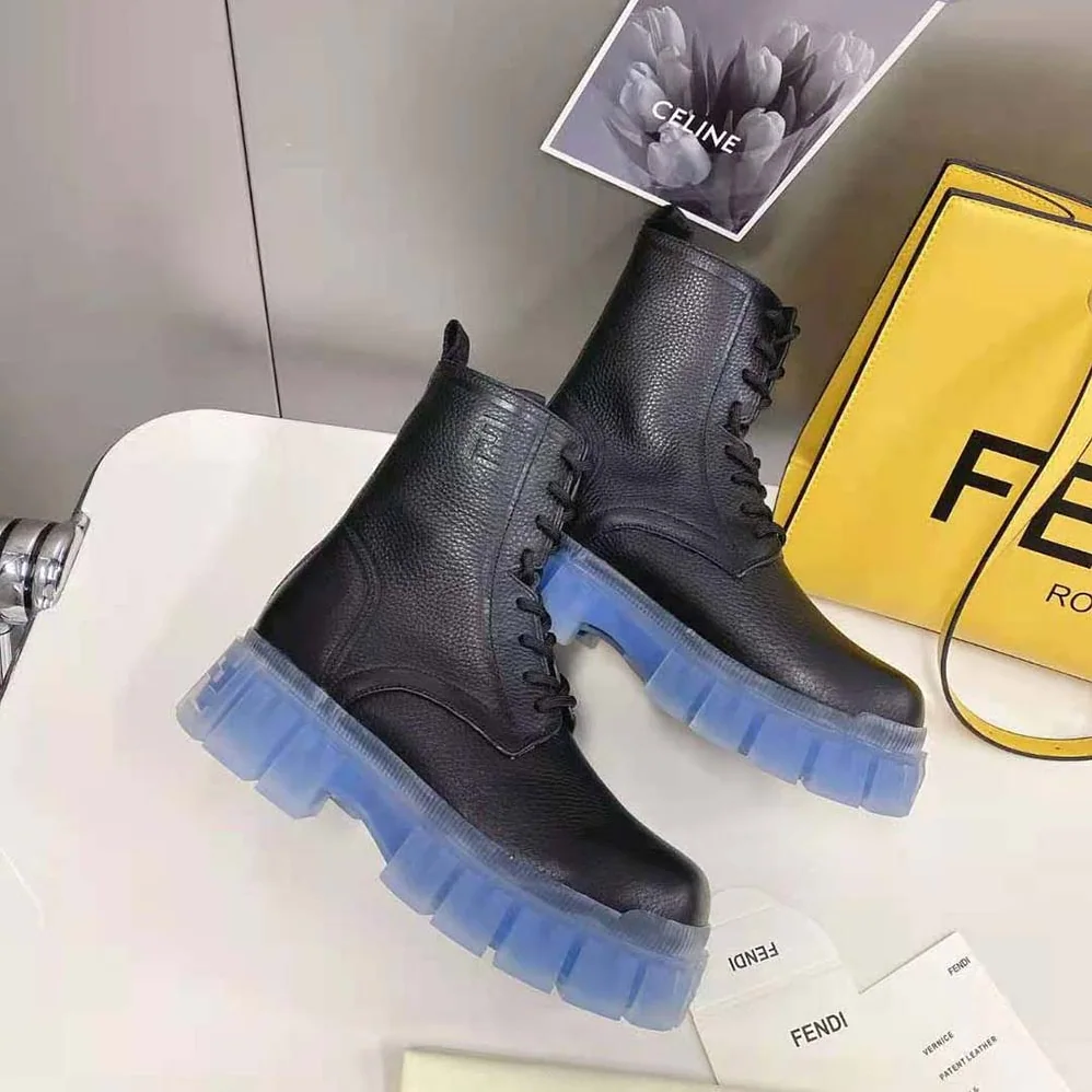 Fendi Force Black Leather Ankle Boots for Women