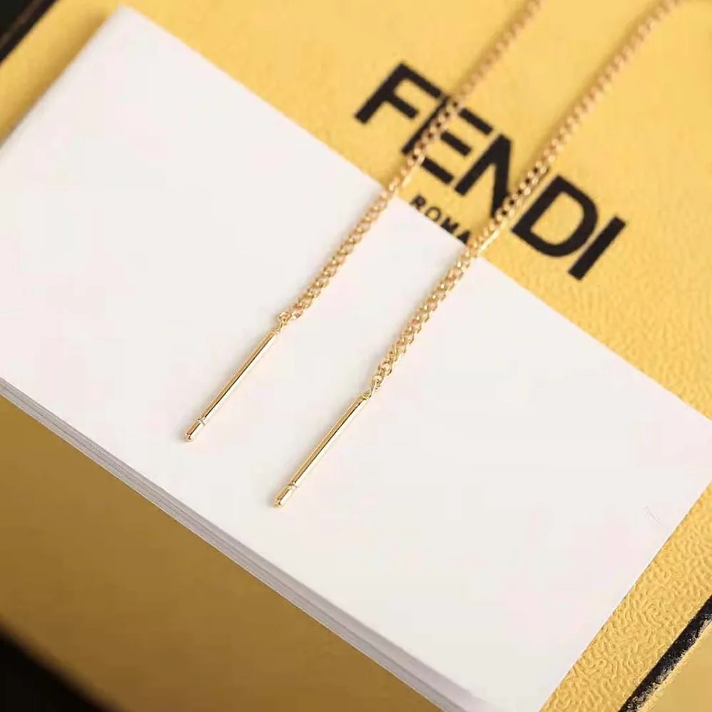 Fendi Fine Chain Earrings with Fendi O'Lock Pendant for Women Fendi Fine Chain Earrings with Fendi O'Lock Pendant for Women