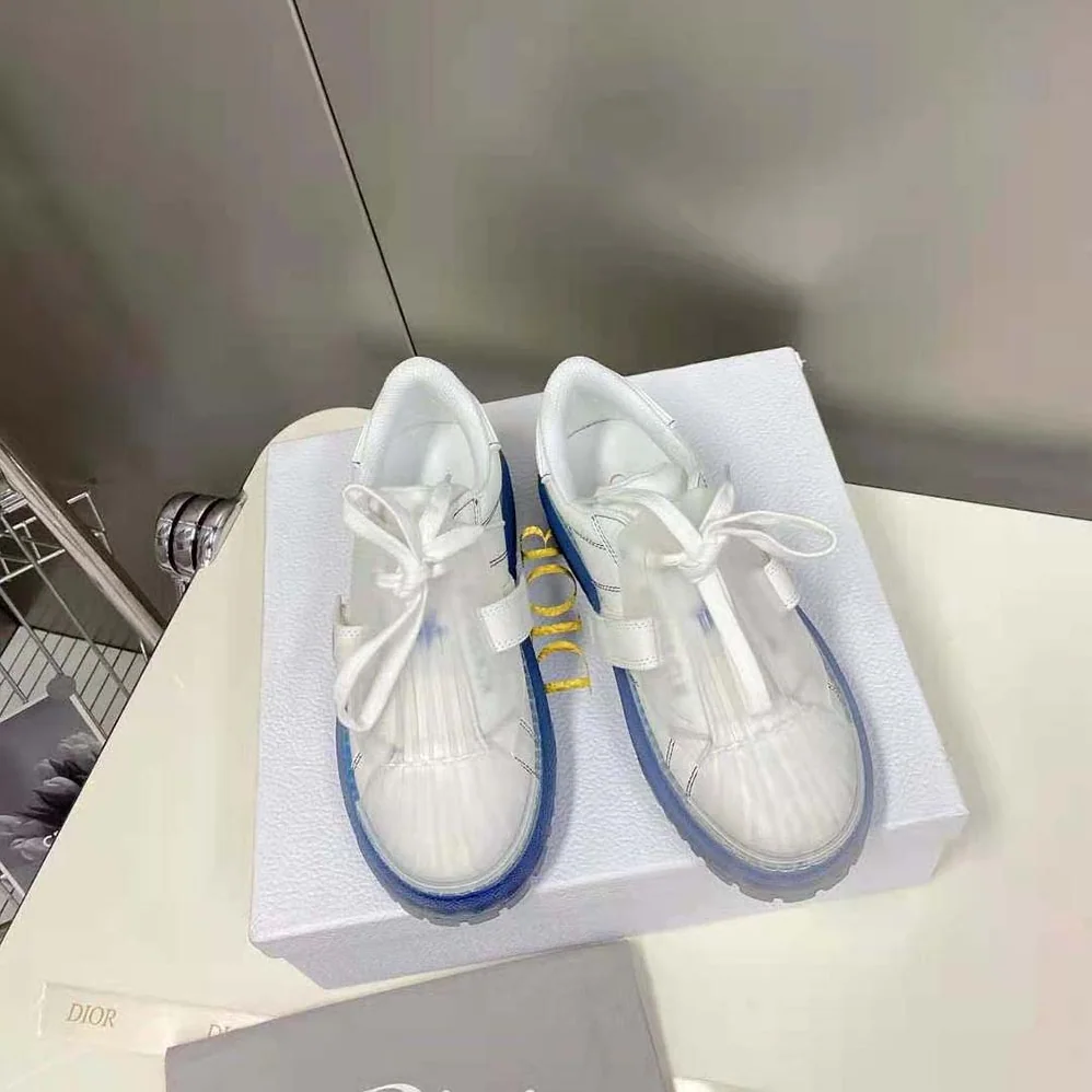 Dior Dior-Id Sneaker White Calfskin and Deep Blue Transparent Rubber for Women
