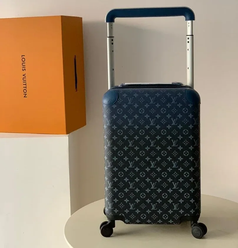 Louis Vuitton Horizon 55 Suitcase in Navy Blue Silver Hardware