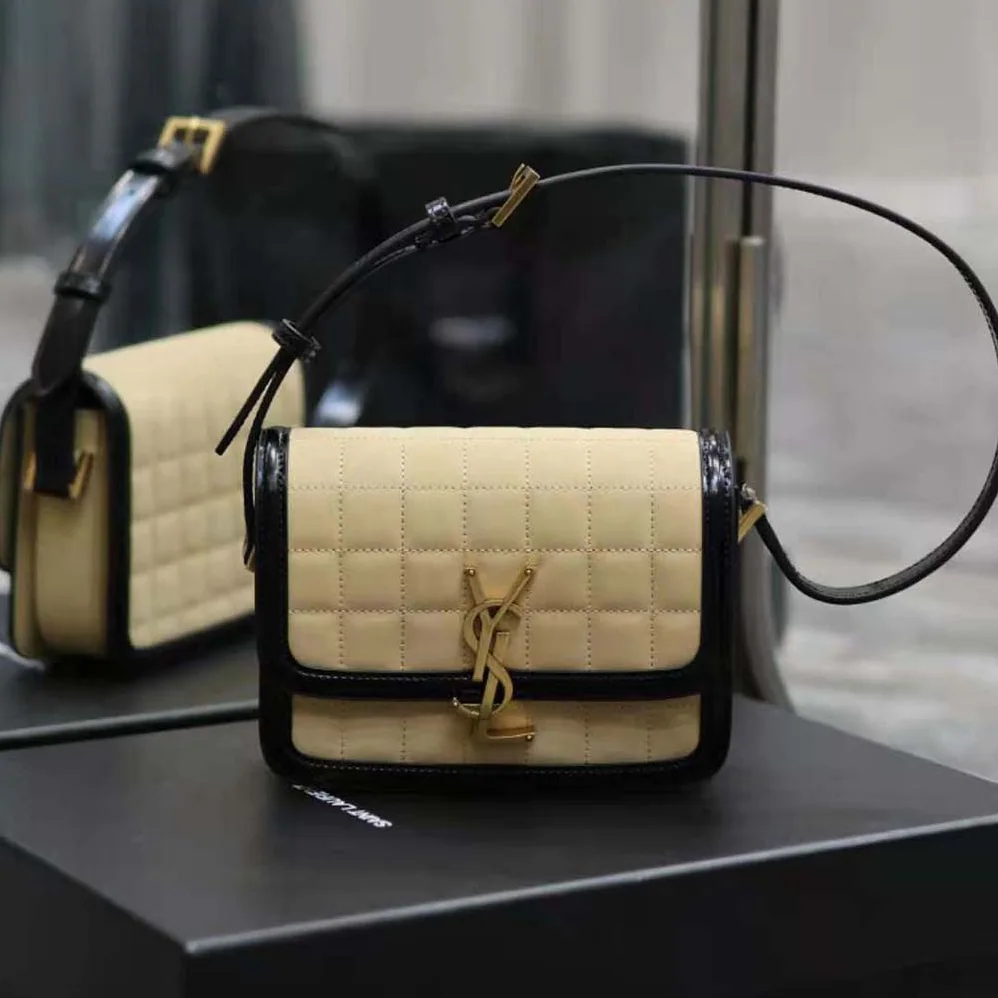 Saint Laurent YSL Solferino Small in Quilted Nubuck Suede for Women in Beige Saint Laurent YSL Solferino Small in Quilted Nubuck Suede for Women in Beige