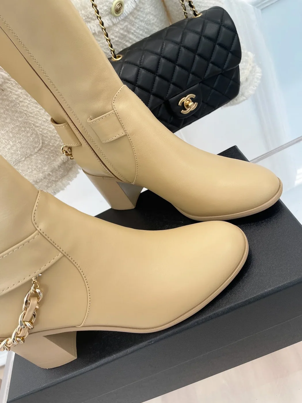 Chanel Lace in Up With Chain Beige / Chanel Lace in Up With Chain Beige /