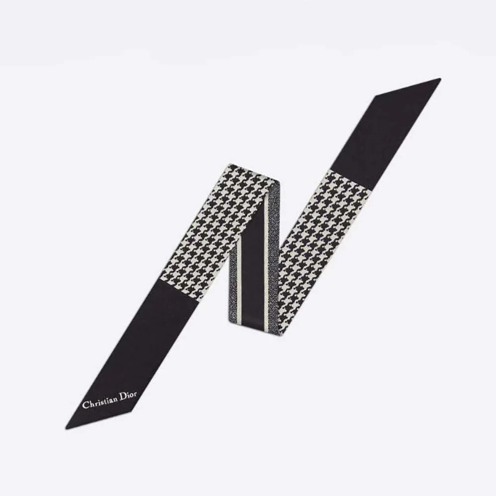 Dior 30 Montaigne Mitzah Scarf Black and White Silk Twill for Women