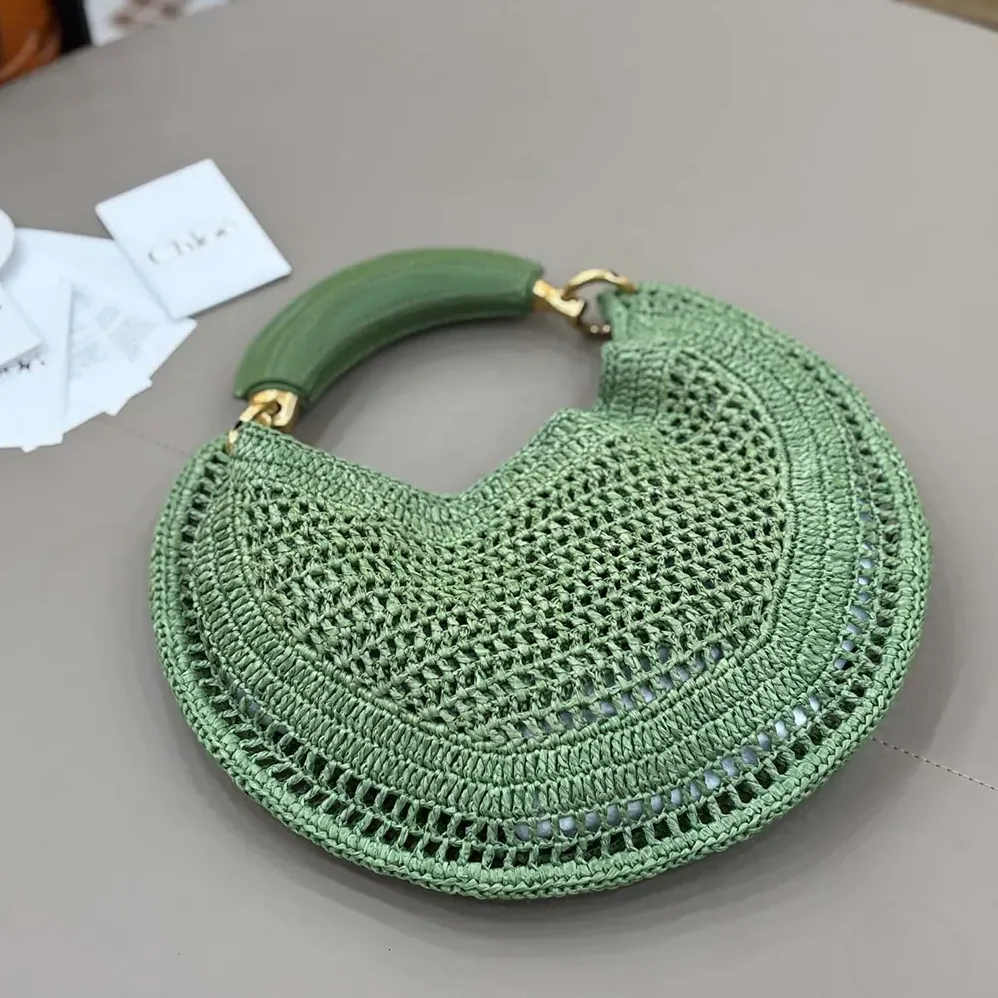 Chloe Summer Banana Hobo Bag In Raffia for Women in Green