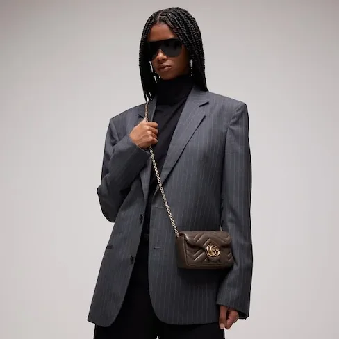 Gucci Marmont Mini Shoulder Bag in Dark Taupe Gold Hardware Gucci Marmont Mini Shoulder Bag in Dark Taupe Gold Hardware