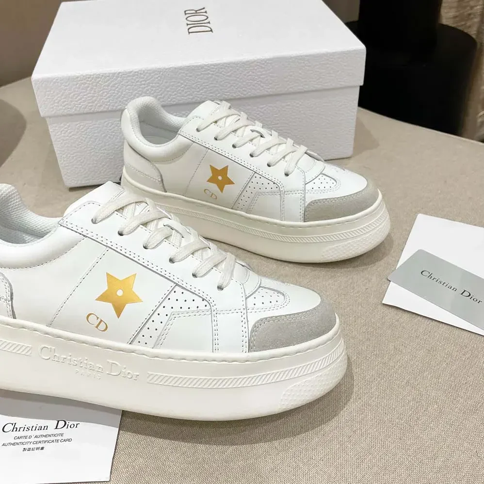 Dior Dior Star Platform Sneaker White Calfskin and Suede for Women Dior Dior Star Platform Sneaker White Calfskin and Suede for Women