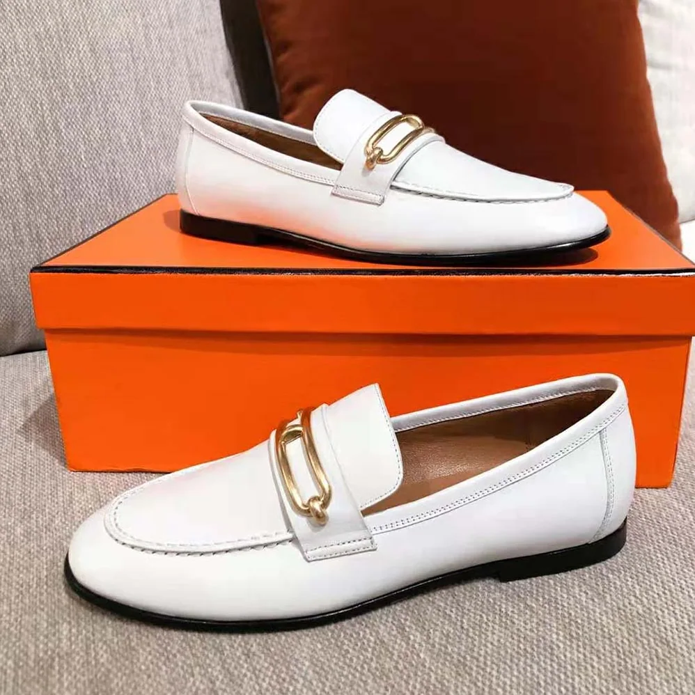 Hermes Colette Loafer in Calfskin Leather for Women in White Hermes Colette Loafer in Calfskin Leather for Women in White