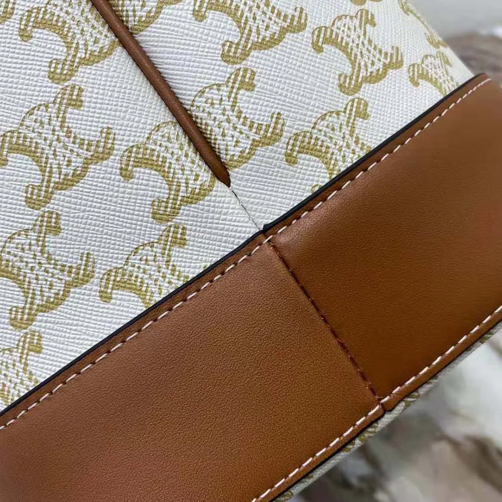 Celine Small Bucket in Triomphe Canvas and Calfskin for Women