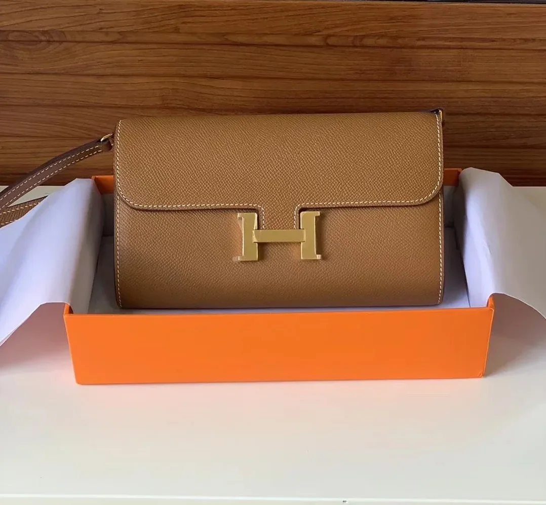 Hermes Constance Togo Long Wallet in Gold Toned Hardware Brown Hermes Constance Togo Long Wallet in Gold Toned Hardware Brown