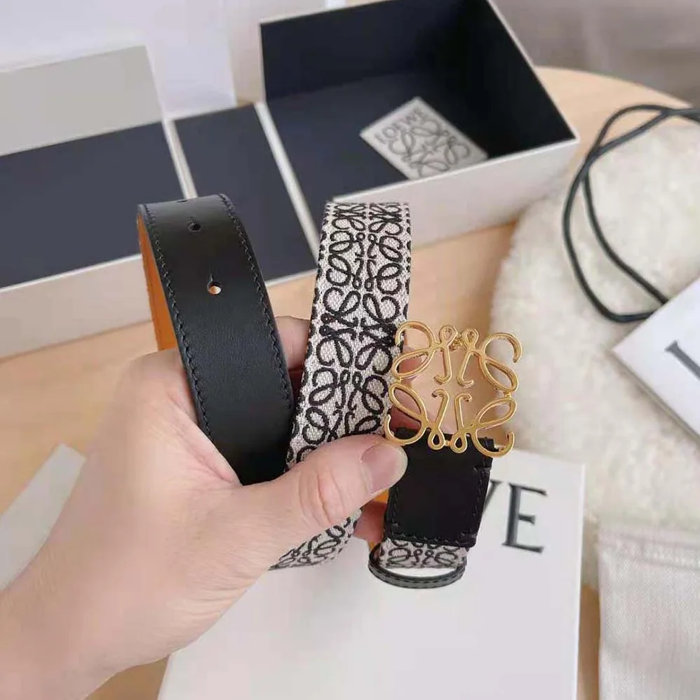 Loewe Anagram Belt in Jacquard and Calfskin Black for Women