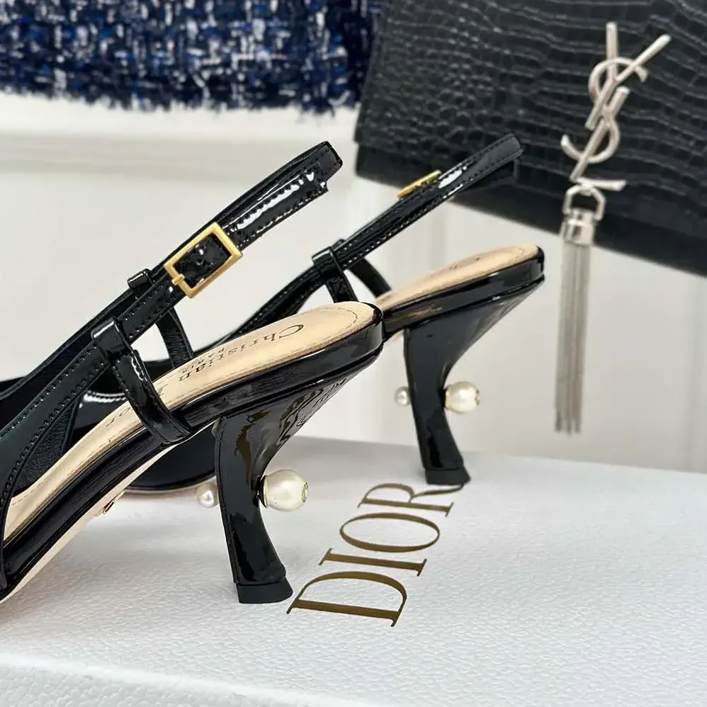 Dior Tribales Slingback Pump Black Patent Calfskin for Women