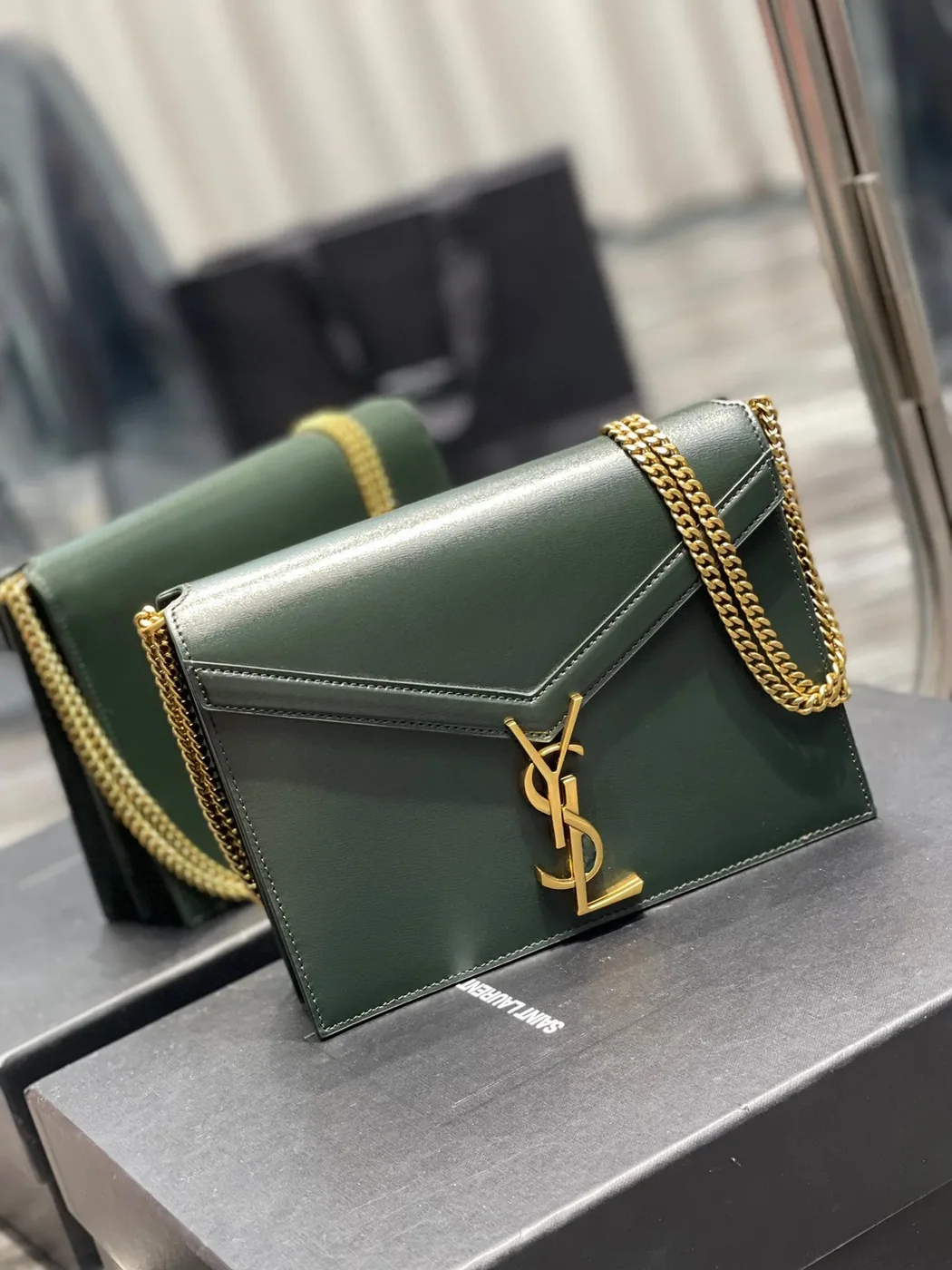 Saint Laurent Cassandra Medium Shoulder Bag in Green Gold Hardware Saint Laurent Cassandra Medium Shoulder Bag in Green Gold Hardware