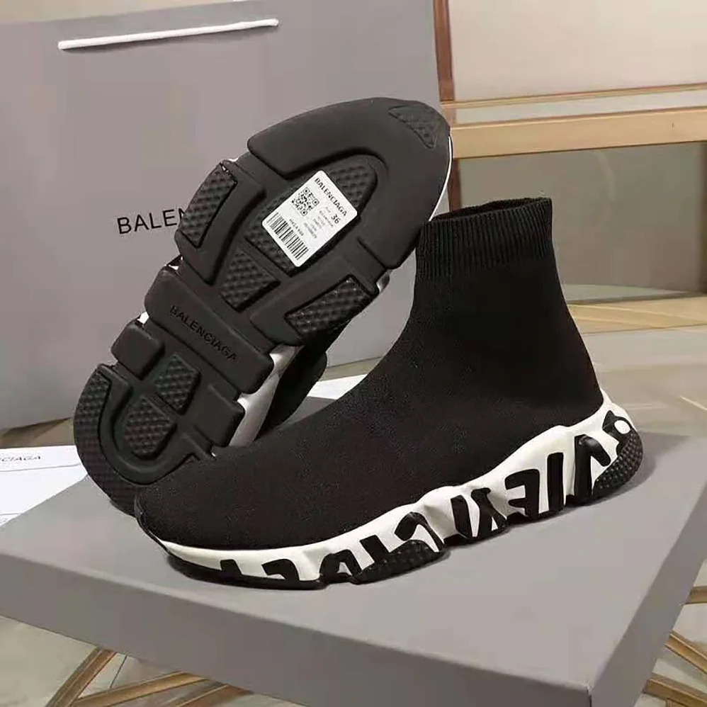 Balenciaga Speed Sneaker in Black for Unisex in White Graffiti Sole Unit Balenciaga Speed Sneaker in Black for Unisex in White Graffiti Sole Unit